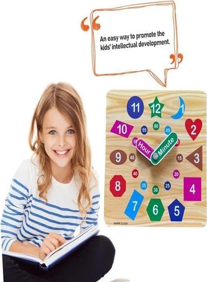 RPC99 Wooden Learning Clock, Educational Digital Analog Numbers, Shape & Color Learning Montessori Toy for Kids- Multi Color Unisex Kids Toy - Image 2