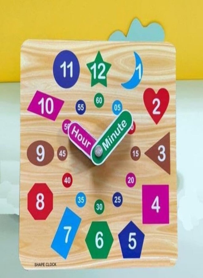 RPC99 Wooden Learning Clock, Educational Digital Analog Numbers, Shape & Color Learning Montessori Toy for Kids- Multi Color Unisex Kids Toy - Image 3