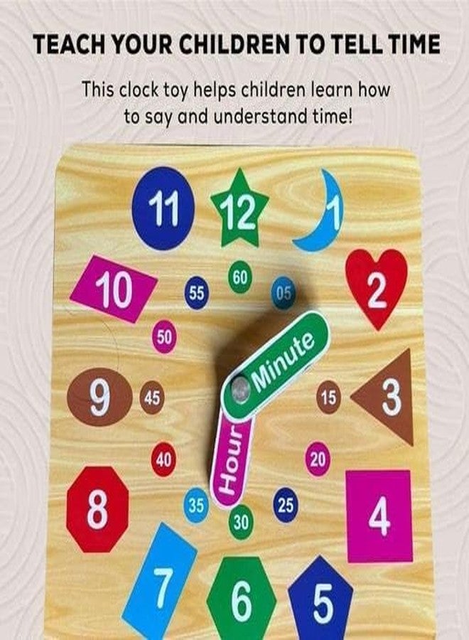 RPC99 Wooden Learning Clock, Educational Digital Analog Numbers, Shape & Color Learning Montessori Toy for Kids- Multi Color Unisex Kids Toy - Image 4