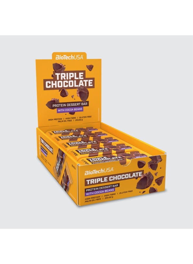 BioTechUSA Protein Dessert Bar 50g, pack of 20 | TRIPLE CHOCOLATE | Gluten and palm oil free protein bar - Image 2