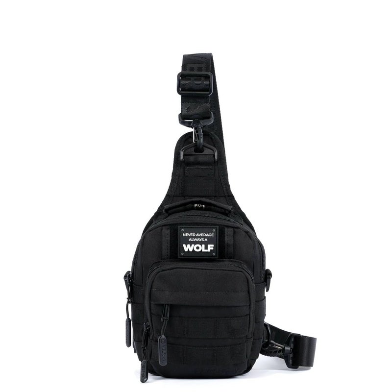 WOLFpak 4L Mini Tactical Sling Bag (Alpha Black) Compact Crossbody Backpack for Gym, Travel & EDC | Tactical Shoulder Bag with Multiple Pockets â€“ Lightweight, Durable Sling Pack for Men & Women - Image 1