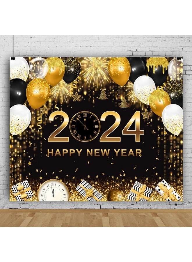 Laeacco Happy New Year Backdrop 10X8Ft Black And Gold New Year Photography Background Glitter Spots Balloons Gifts 2024 New Year'S Eve Carnival Party Decor Banner Portrait Photo Studio Shoot Props - Image 2