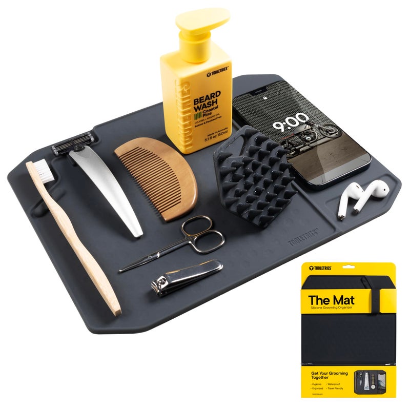 TOOLETRIES The Mat  Waterproof Silicone Grooming Organizer  toothbrush razor bathroom organizer  Travel Friendly Durable LongLasting Easy to Clean  Charcoal