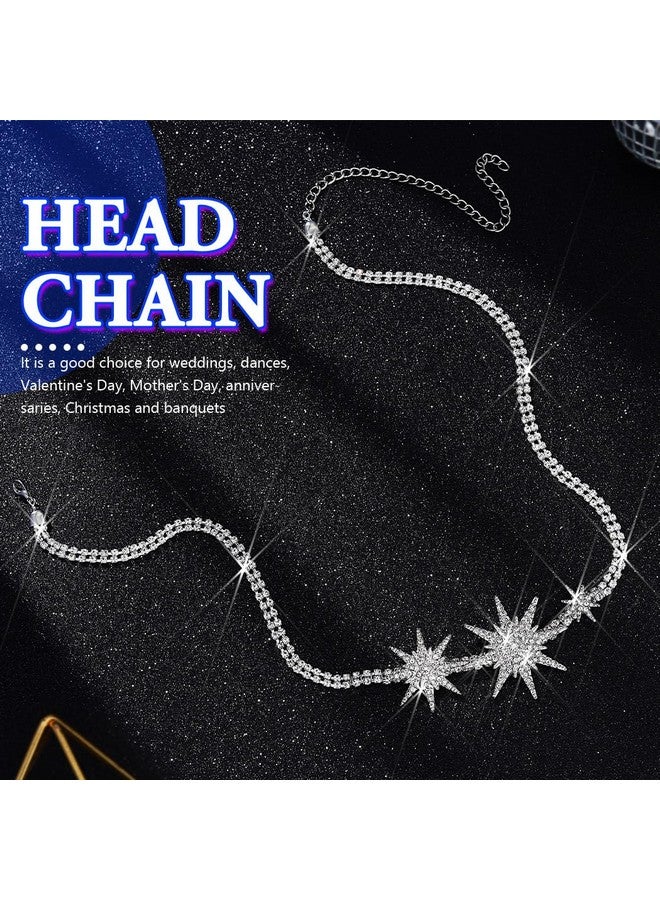 GENBREE Sparkly Rhinestone Headband Star Crystal Head Chain Dazzling Forehead Hair Accessories For Women  - Image 2
