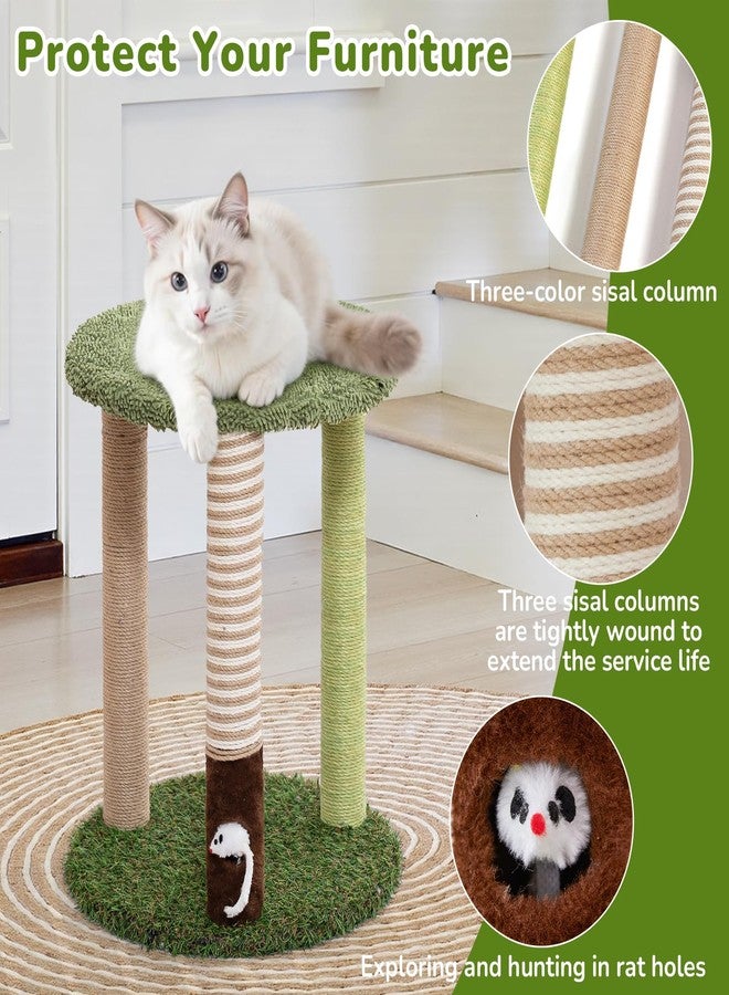 WOOCHPET Cat Tree Tower with 3 Scratcher Posts 22inch Tall Cat Tree Sisal Scratching Posts with Fun Cat Toys for Kitty and Adult Cats Small Cat Tower and Perch Bed for Indoor Cats (Green) - Image 3