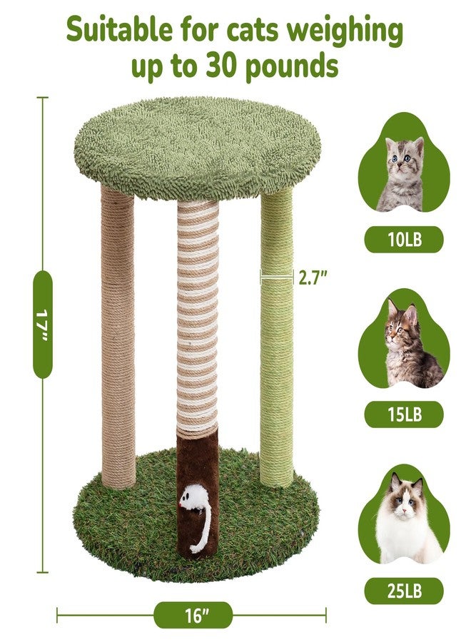 WOOCHPET Cat Tree Tower with 3 Scratcher Posts 22inch Tall Cat Tree Sisal Scratching Posts with Fun Cat Toys for Kitty and Adult Cats Small Cat Tower and Perch Bed for Indoor Cats (Green) - Image 4