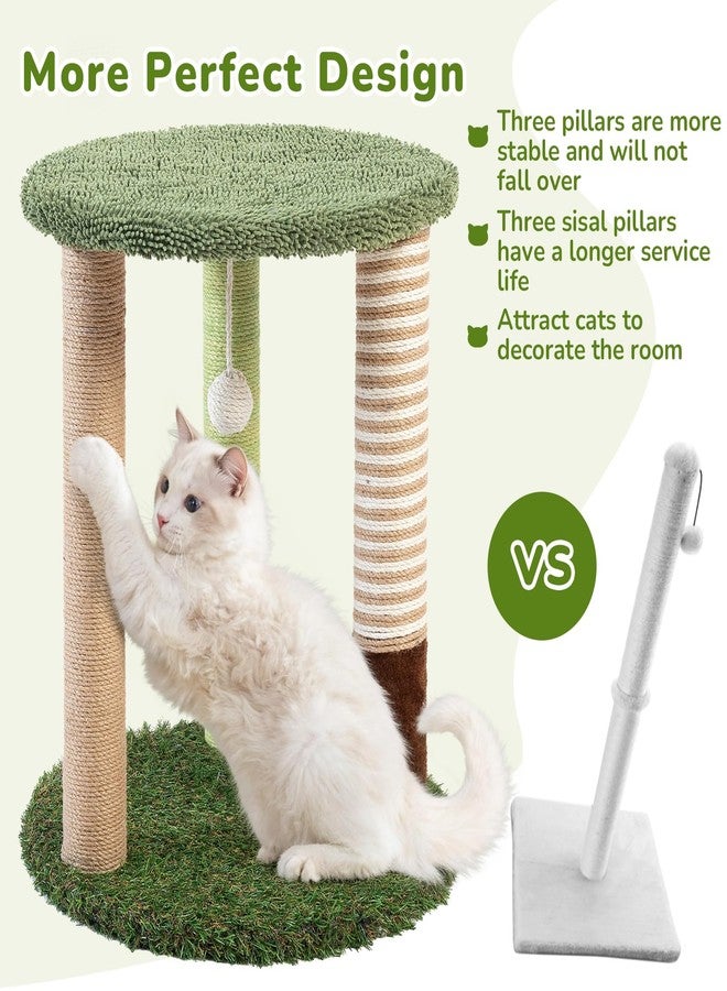 WOOCHPET Cat Tree Tower with 3 Scratcher Posts 22inch Tall Cat Tree Sisal Scratching Posts with Fun Cat Toys for Kitty and Adult Cats Small Cat Tower and Perch Bed for Indoor Cats (Green) - Image 2