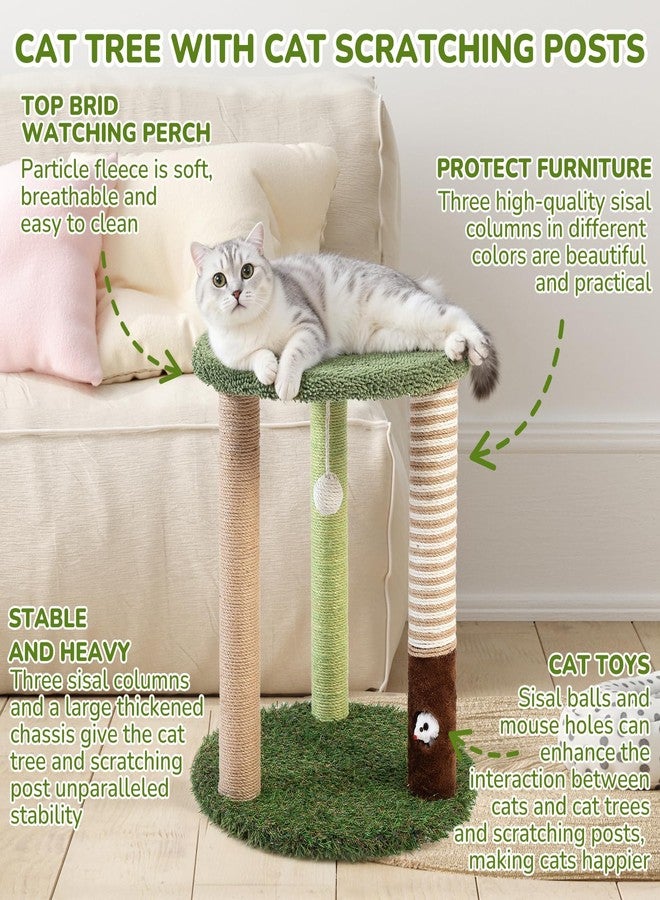 WOOCHPET Cat Tree Tower with 3 Scratcher Posts 22inch Tall Cat Tree Sisal Scratching Posts with Fun Cat Toys for Kitty and Adult Cats Small Cat Tower and Perch Bed for Indoor Cats (Green) - Image 5