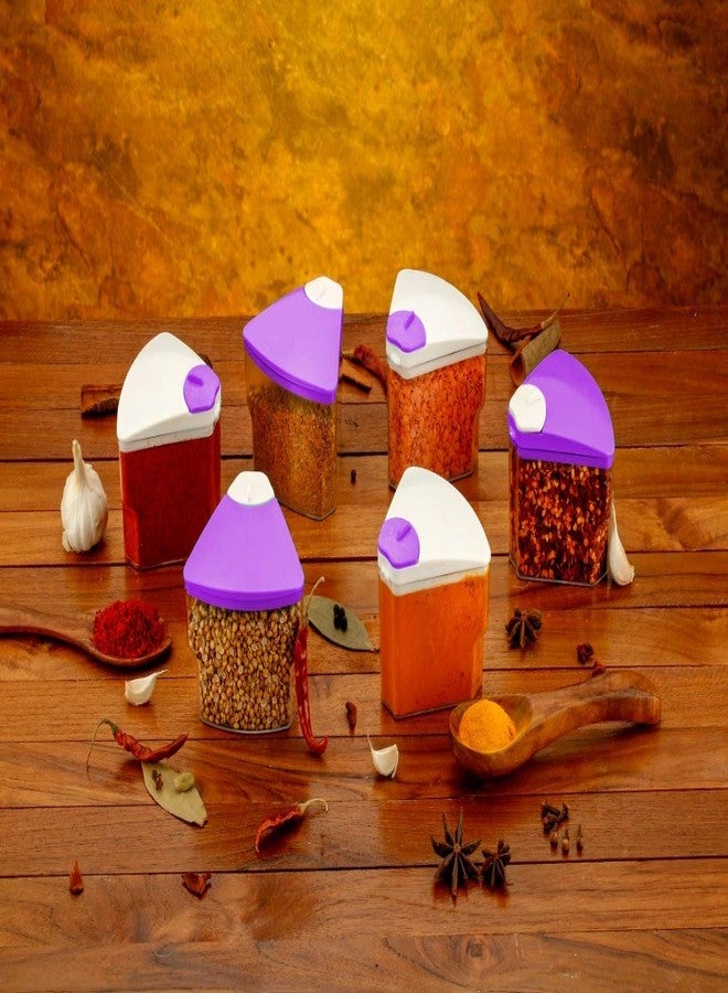 Dcloud Hub 360 Degree Revolving Round Shape Transparent Pack of Jar Spice Rack/Container (Purple, 1 Layer Spice Rack) - Image 4