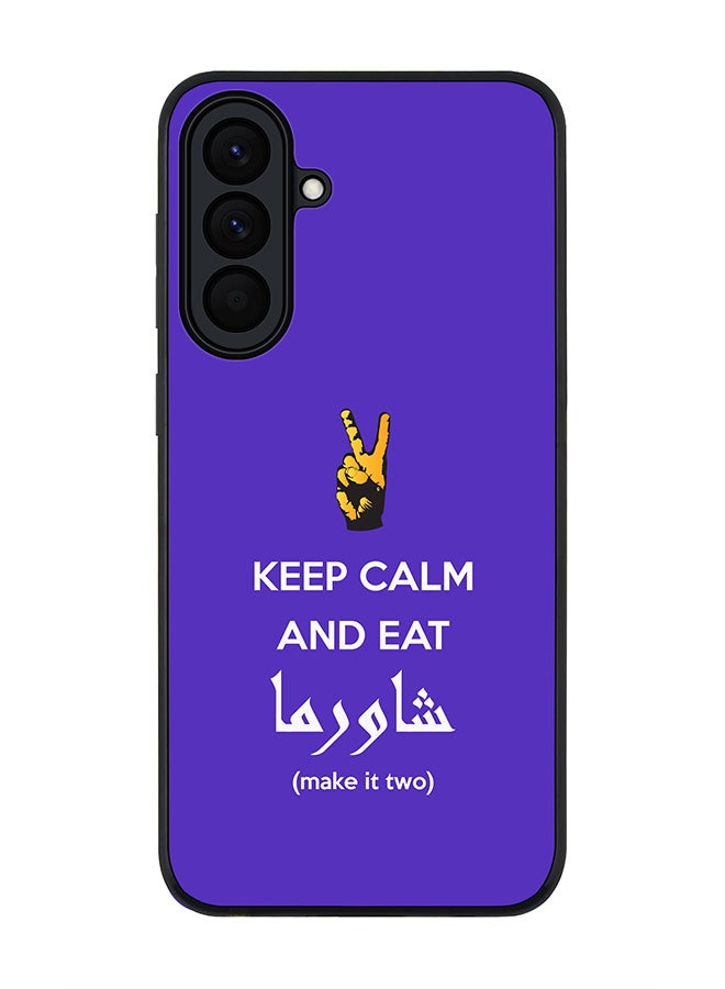 Stylizedd غطاء لهاتف سامسونج جالاكسي A57، حماية كاميرا نحيفة، غطاء هاتف مضاد للصدمات - ابق هادئًا وتناول شاورما (أزرق) - Image 1