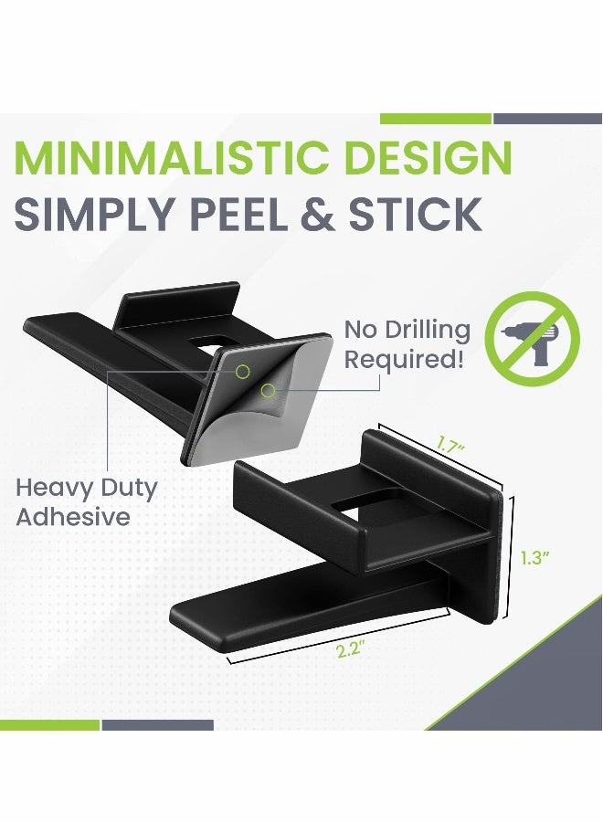 Adhesive Hat Hooks for Wall (12 Pack) Minimalist Rack Design, No Drilling, Strong Hold Hangers Room & Mancave, USA Patent Pending (Black) - Image 4