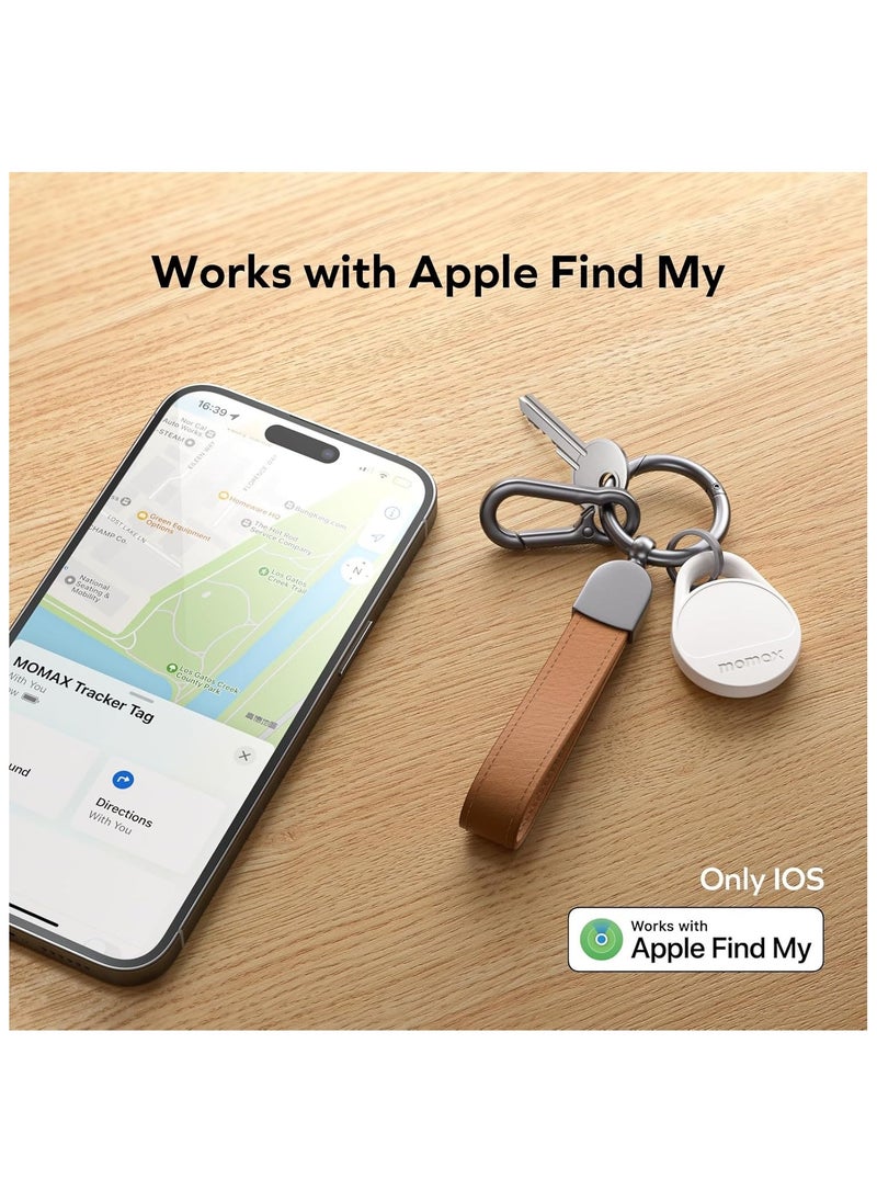Momax - Momax Tracker Electronics Key Finder Luggage Tracker Smart Tag for Key, Backpack, Wallet, Pets Works with Apple Find My (iOS Only) and Global Search Range Include DIY Personalized Stickers (White) - Image 1