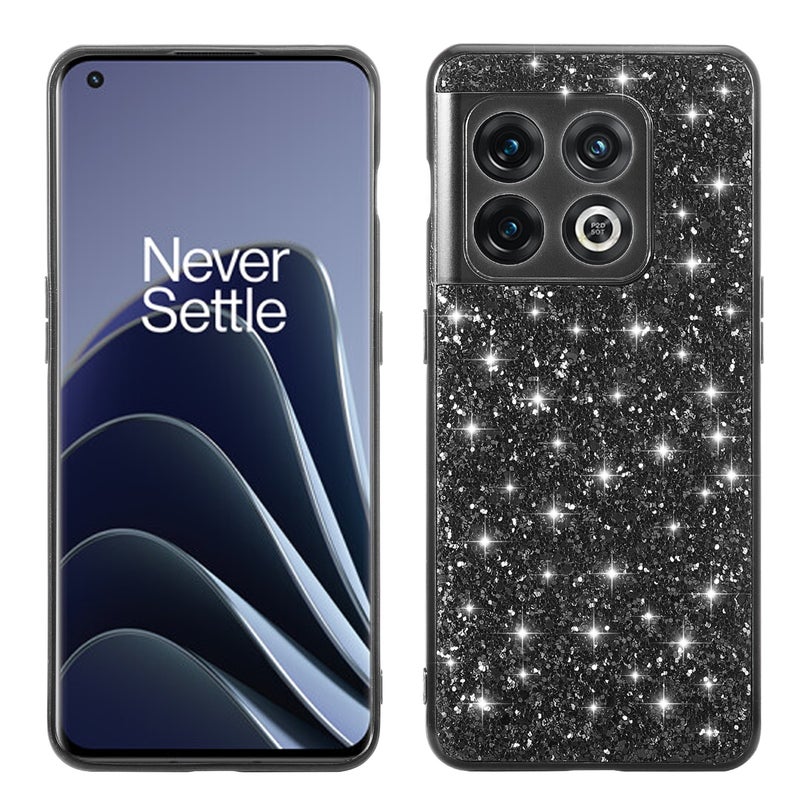 HuHa Case Cover For OnePlus Ace Pro / 10T Glitter Powder Shockproof TPU Phone Case(Black) - Image 1