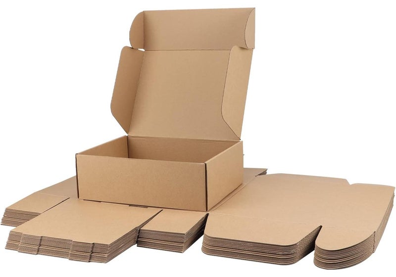 جُودِيَّة 10 صناديق هدايا، صناديق شحن للأعمال الصغيرة، بحجم 30 × 20 × 6 سم، صناديق كرتون مضلع للشحن، التغليف، التخزين، الحرف اليدوية وإهداء الهدايا، باللون الطبيعي للكرتون (كرافت) - Image 1