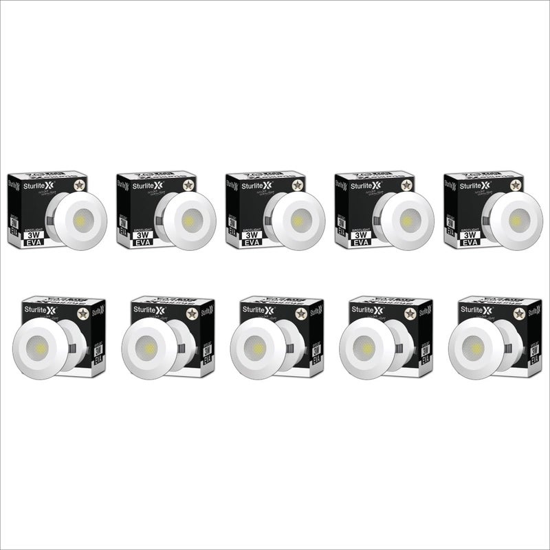 Sturlite سبوتلايت ستورلايت 3 واط LED | درجة حرارة اللون الأبيض الدافئ 3000 كيلفن | تصميم مدمج وقص 36 مم | تقنية CRI مع حماية عالية الجهد - عبوة من 10 - Image 2
