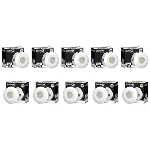 Sturlite سبوتلايت ستورلايت 3 واط LED | درجة حرارة اللون الأبيض الدافئ 3000 كيلفن | تصميم مدمج وقص 36 مم | تقنية CRI مع حماية عالية الجهد - عبوة من 10 - Image 1