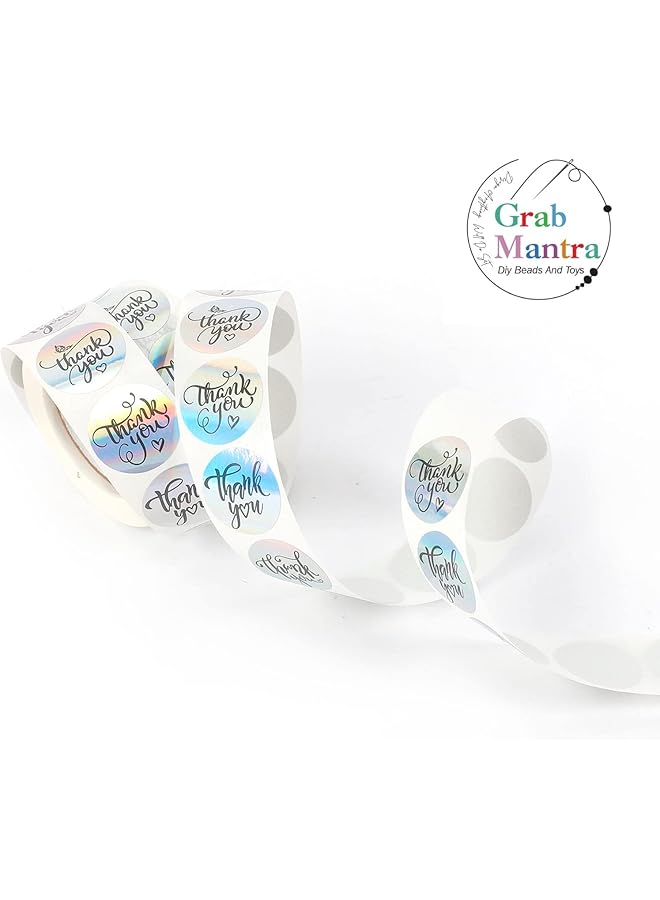 إيروريكس مجموعة من 2 لفافة ملصقات الشكر باللونين الوردي والفضي، 1000 قطعة، ملصقات لتغليف الهدايا وتغليف الخبز وأختام المغلفات والأعمال الصغيرة وحفلات الزفاف وحقيبة تغليف الهدايا 1 - Image 5