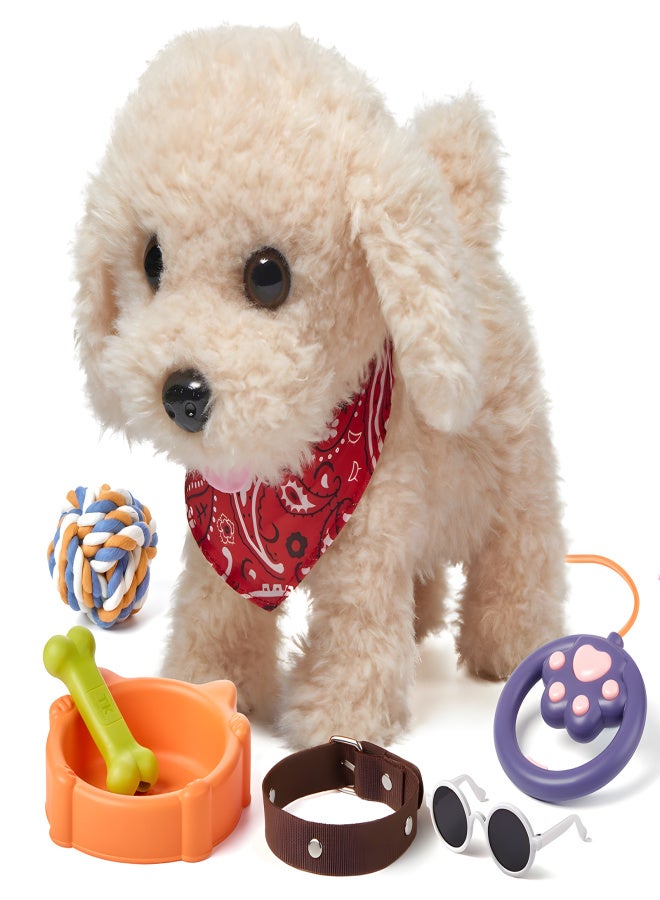 TUMAMA 7Pcs Plush Dog Toys Walking Barking Wagging Electronic Interactive Stuffed Puppy with Collar and Accessories Dog Leash/Voice/Touch Control Stuffed Gift for Boys Girls 3+ Year Old - Image 1