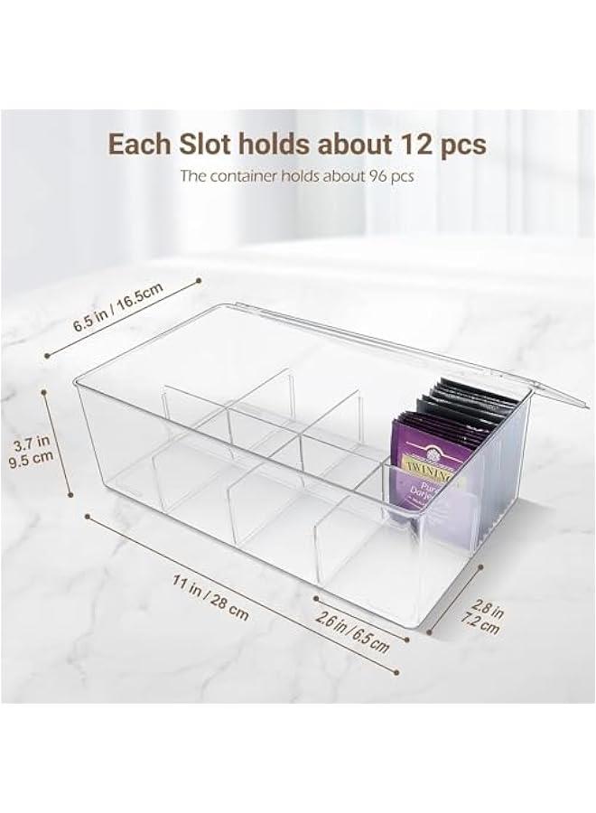 TRASSLE Tea Bag Organizer Clear PET Tea Storage Box with Lid, Plastic Tea Bag Holder Stackable Tea Organizer for Tea Bags Container Dispenser for Kitchen,Cabinet,Pantry Counter, Countertop - Image 3