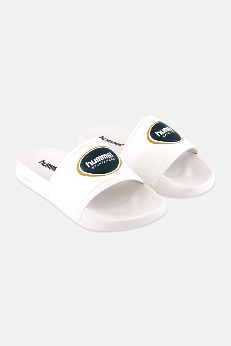 Hummel Kids Boy Brand Logo Pool Badge Slides, White  - Image 1