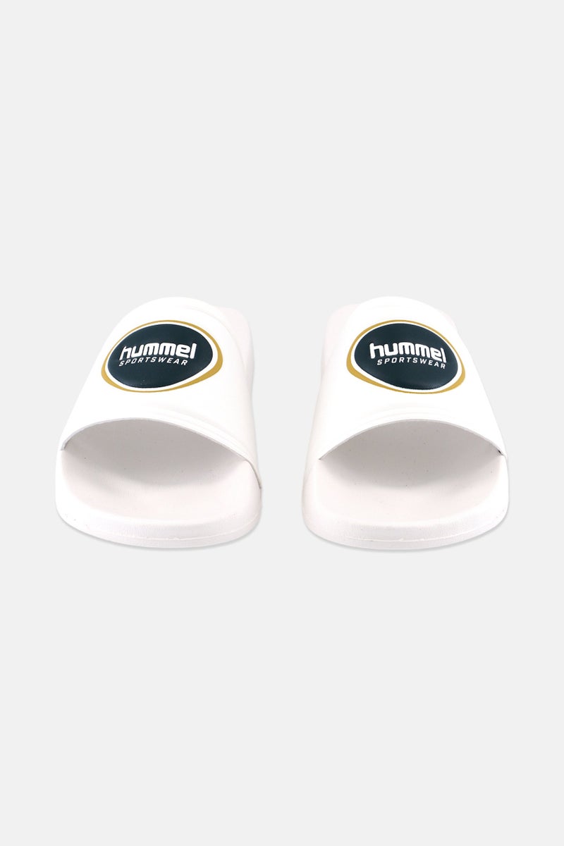 Hummel Kids Boy Brand Logo Pool Badge Slides, White  - Image 4