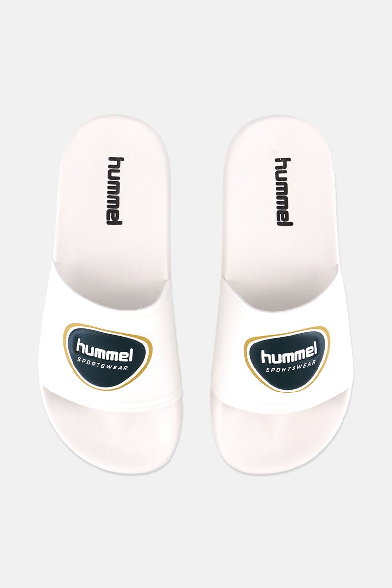 Hummel Kids Boy Brand Logo Pool Badge Slides, White  - Image 3