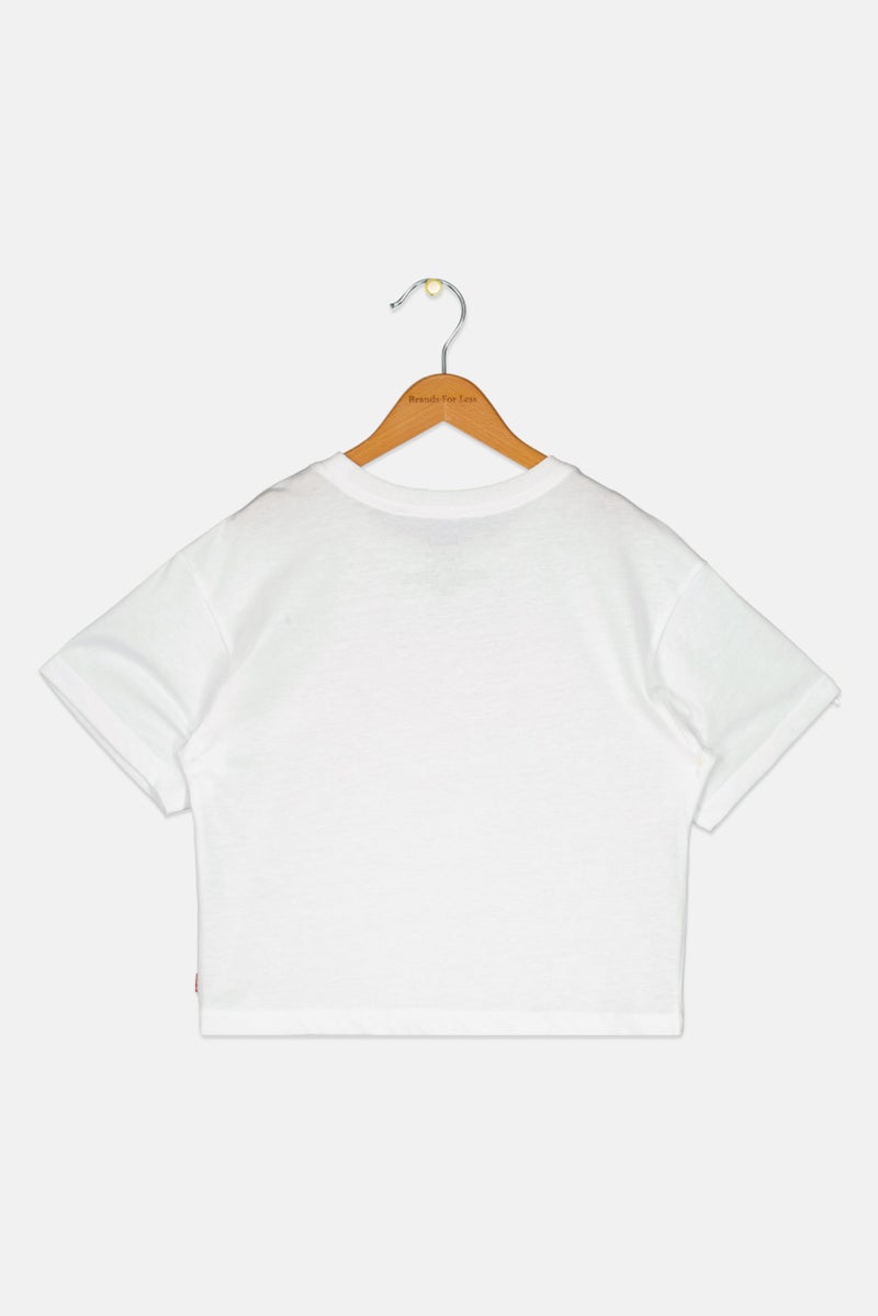 Levi's تي شيرت قصير الأكمام للبنات بشعار العلامة التجارية، أبيض - Image 3