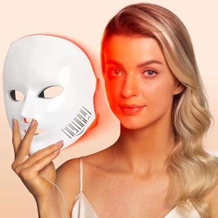 NEWKEY LED Face Mask Light Therapy,Red Light Therapy for Face Wrinkle Blue Light Therapy Mask for Face Acne,150LEDs,10 Min Auto Shut off, Wired - Image 1