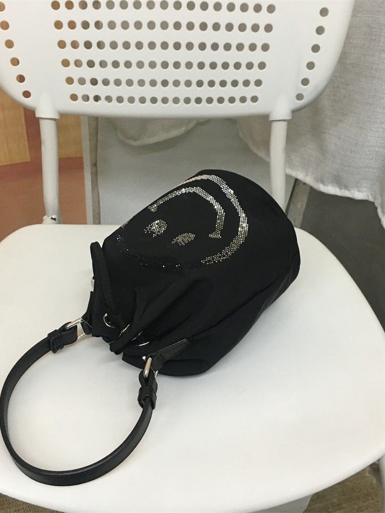New Style Drawstring Casual Fashion Small Bucket Women'S Bag Diamond-Encrusted Cute Smiley Mini Crossbody Chain Small Women'S Bag - Image 5
