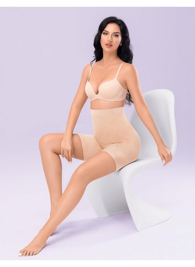 أتش أس آر - شورت HSR Shapewear للتحكم في البطن، شورت تشكيل الجسم غير المرئي، شورت تشكيل الجسم عالي الخصر تحت الفستان (يناسب الخصر: من 30 إلى 39 بوصة) (بشرة، مقاس واحد) - Image 1