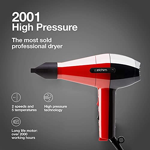 ELCHIM 2001 High Pressure Professional Hair Dryer - Red/Black , 1 Count (Pack of 1) - Image 2