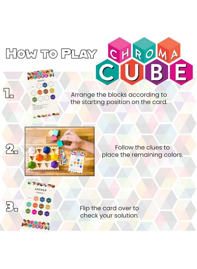 Project Genius: Chroma Cube, A Colorful Logic Puzzle, 12 Colorful Wood Blocks, 25 Brainteaser Cards, Puzzle, Great Gift, 1 Player Game Logic - Image 4