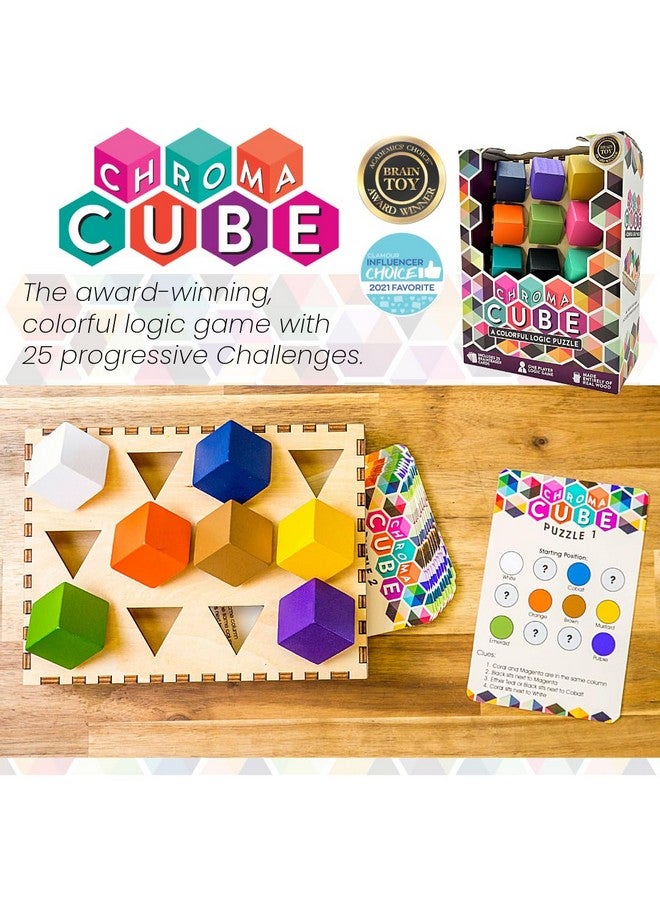 Project Genius: Chroma Cube, A Colorful Logic Puzzle, 12 Colorful Wood Blocks, 25 Brainteaser Cards, Puzzle, Great Gift, 1 Player Game Logic - Image 3