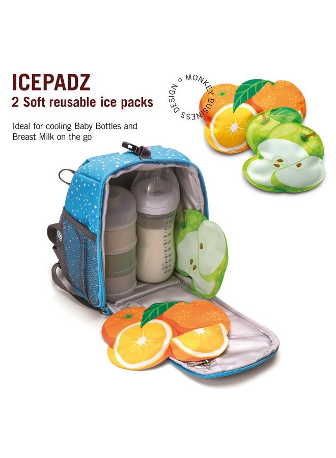 Monkey Business Icepadz Soft Ice Pack Set, Reusable Ice Packs for Baby Bottles and Breast Milk, Slim Ice Pack for Cooler and Lunch Box, (Icepadz - Fruit) - Image 1