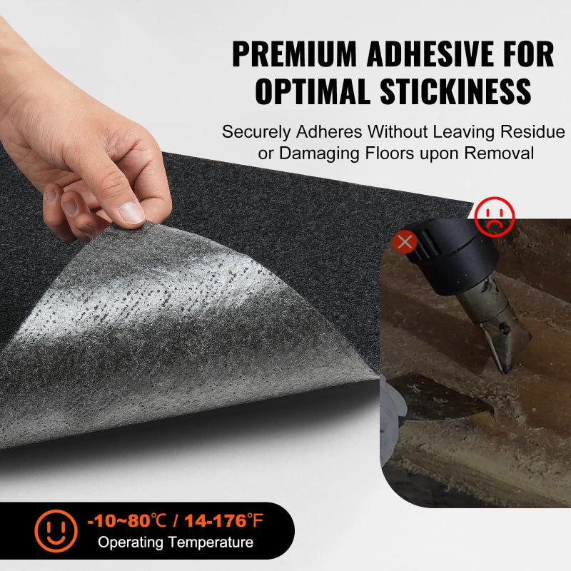VEVOR 24 x 24 Peel and Stick Carpet Tiles Squares with Self Adhesive & Soft Padded for Indoor Outdoor Kitchen Living Room Bedrooms - Pack of 15/60 sq ft/Carbon Black - Image 5