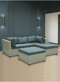 Generic Empire Furniture  Outdoor Lounge L shape Setting Sofa, Patio Lounge Set with Cushions Gray Poly Rattan, Patio Lounge Set with Cushions Gray Poly Rattan,Outdoor  - Image 3