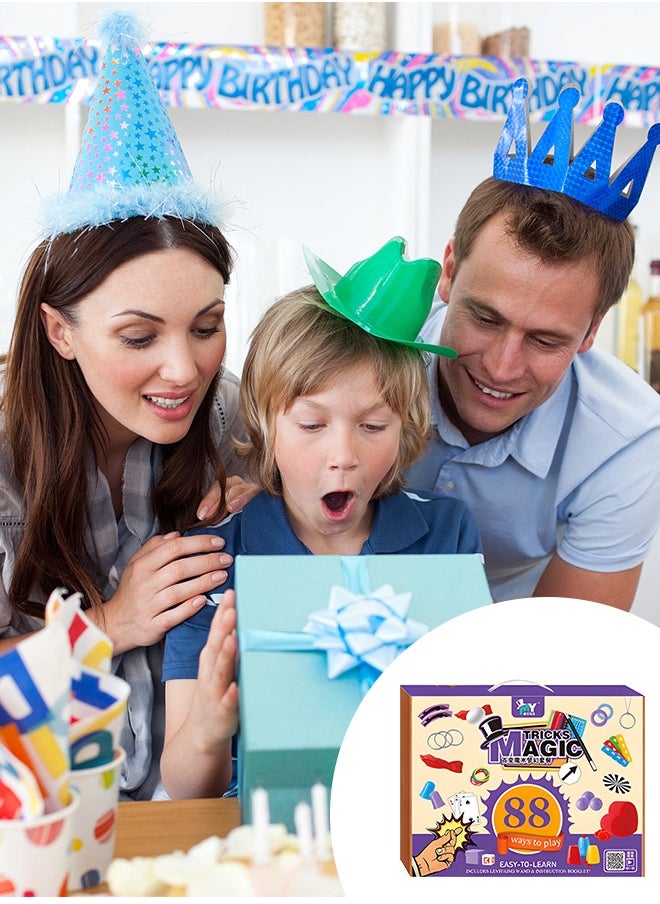 GROIC - Deluxe Magic Kit Set, 88 Magic Tricks for Kids Magic Set with Mystical Magic Cards Magic Wand and More, Pretend Magician Dress Up Toys, Role Playing Sets, STEM Project Toys - Image 1