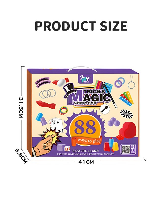 GROIC - Deluxe Magic Kit Set, 88 Magic Tricks for Kids Magic Set with Mystical Magic Cards Magic Wand and More, Pretend Magician Dress Up Toys, Role Playing Sets, STEM Project Toys - Image 1