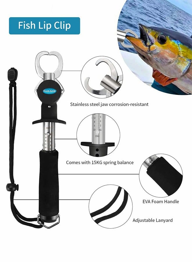 GROIC مشبك صيد من الفولاذ المقاوم للصدأ، إطار قبضة سمكة مع مسطرة، إطار سمكة احترافي، مجموعة كماشة سمكة متعددة الوظائف، أدوات صيد السمك - Image 2