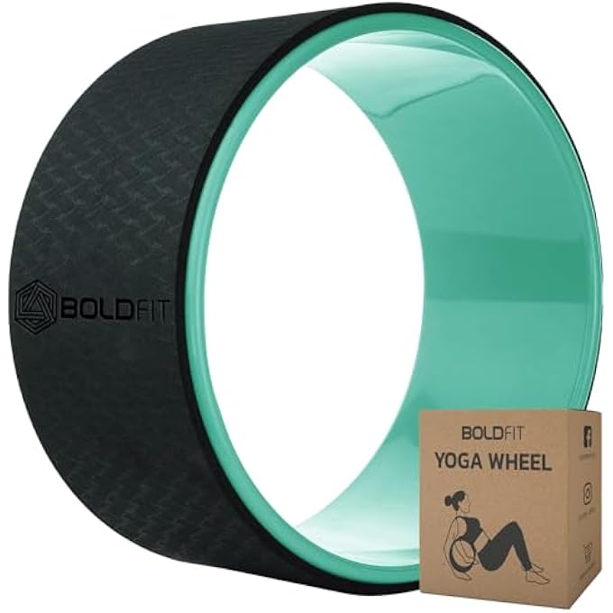 BOLDFIT عجلة اليوغا للتمدد عجلة اليوغا للانحناءات الخلفية، تمارين، معدات اليوغا للنساء والرجال، أسطوانة التمارين، معدات اليوغا للتمرين في المنزل، عجلة اليوغا تشيرب - 12 إنش - Image 2