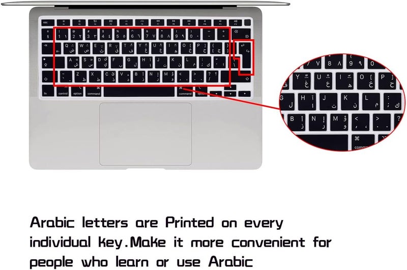 HRH Ultra Thin Arabic Language Silicone Keyboard Cover Skin for MacBook Air 13 Inch 2020 with Touch ID (MODLE A2179 and A2337 M1 Chip,UK/EU Layout) Keyboard Accessories Protector - Image 2