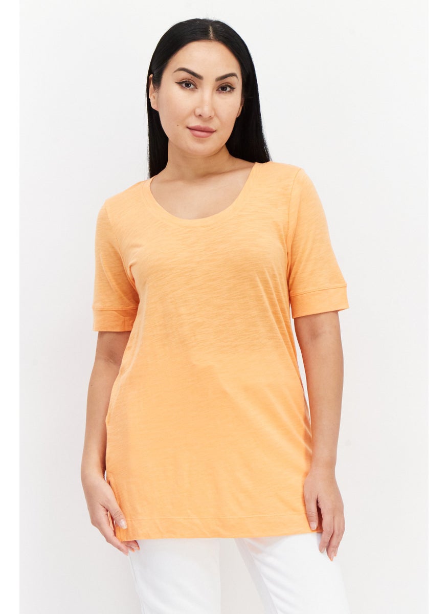 Women Round Neck Short Sleeve Plain T Shirt, Orange - pzsku/Z2719F5E85C32BEDFDD97Z/45/_/1737728133/7fed7cf0-bcc2-40a9-9756-a51a8390b6df