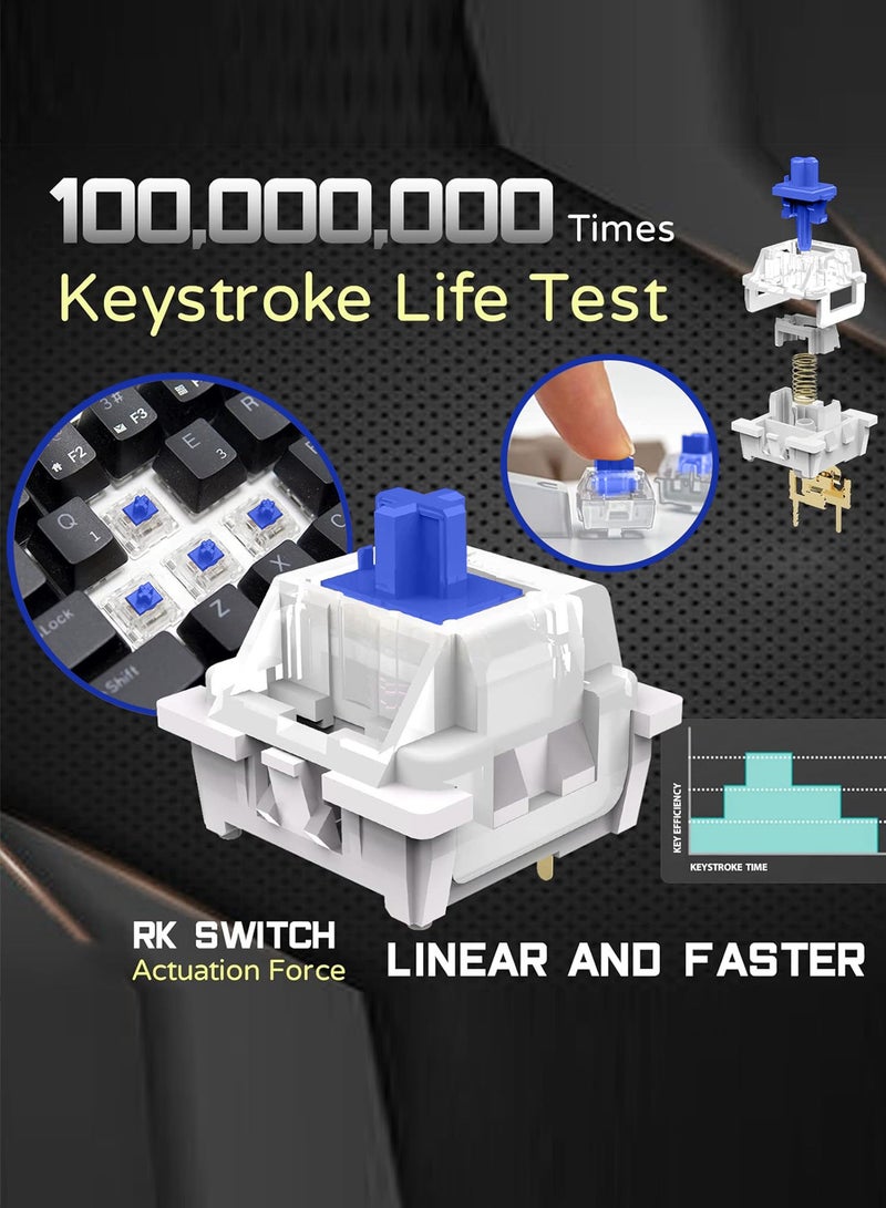 infino لوحة مفاتيح ميكانيكية لاسلكية بتقنية البلوتوث ثلاثية الوضع (2.4G/بلوتوث/USB-C)، تدعم منصات متعددة (ويندوز/ماك/لينكس/تابلت)، لوحة مفاتيح ألعاب قابلة للشحن مع إضاءة RGB وخيارات مفاتيح بنية مكونة من 61 مفتاحًا. - Image 3
