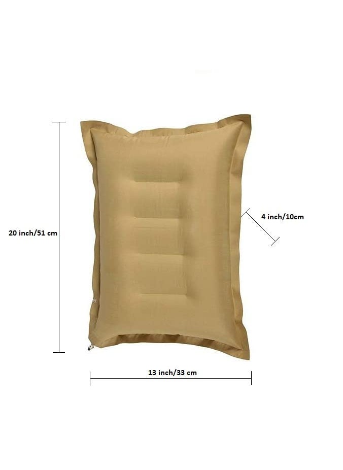 Generic Shivam cart Pack of 2 PCs Brown Color Cotton Air Pillow with air Pump Travel Pillow for Train Flight and BusBrown Color  - Image 3