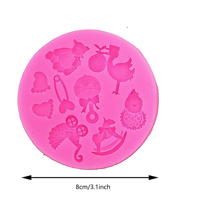 Longzang Mini Silicone Sugar, Fondant and Cake Mold, Baby Shower Theme, Pink - Image 2