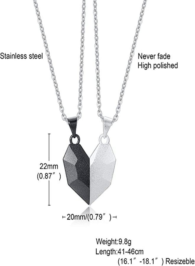 VIEN Sterling Stainless Steel Creative Couple Wishing Stone Heart Shaped Necklace For Unisex Adult - Image 3