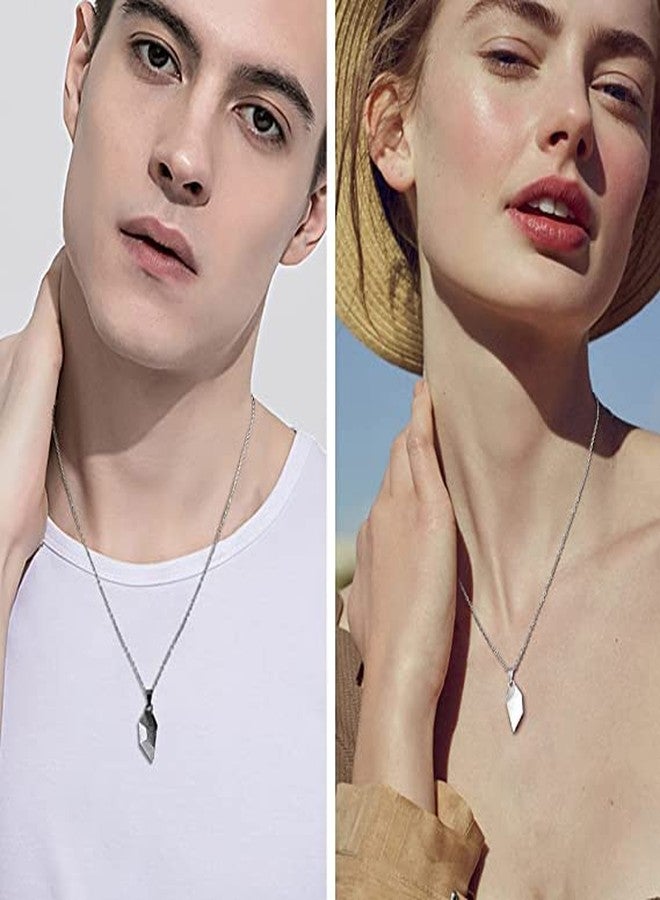 VIEN Sterling Stainless Steel Creative Couple Wishing Stone Heart Shaped Necklace For Unisex Adult - Image 2