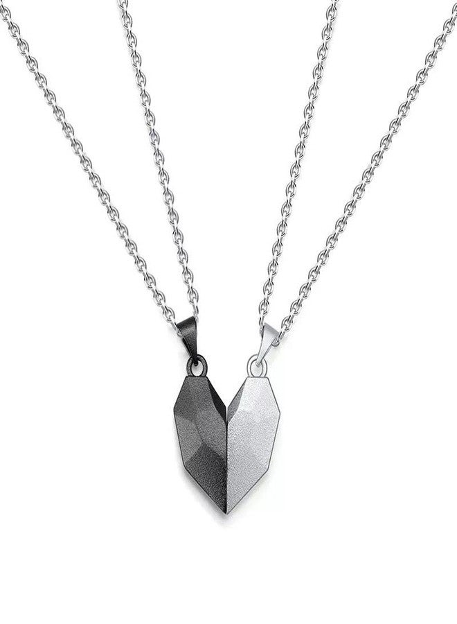 VIEN Sterling Stainless Steel Creative Couple Wishing Stone Heart Shaped Necklace For Unisex Adult - Image 1