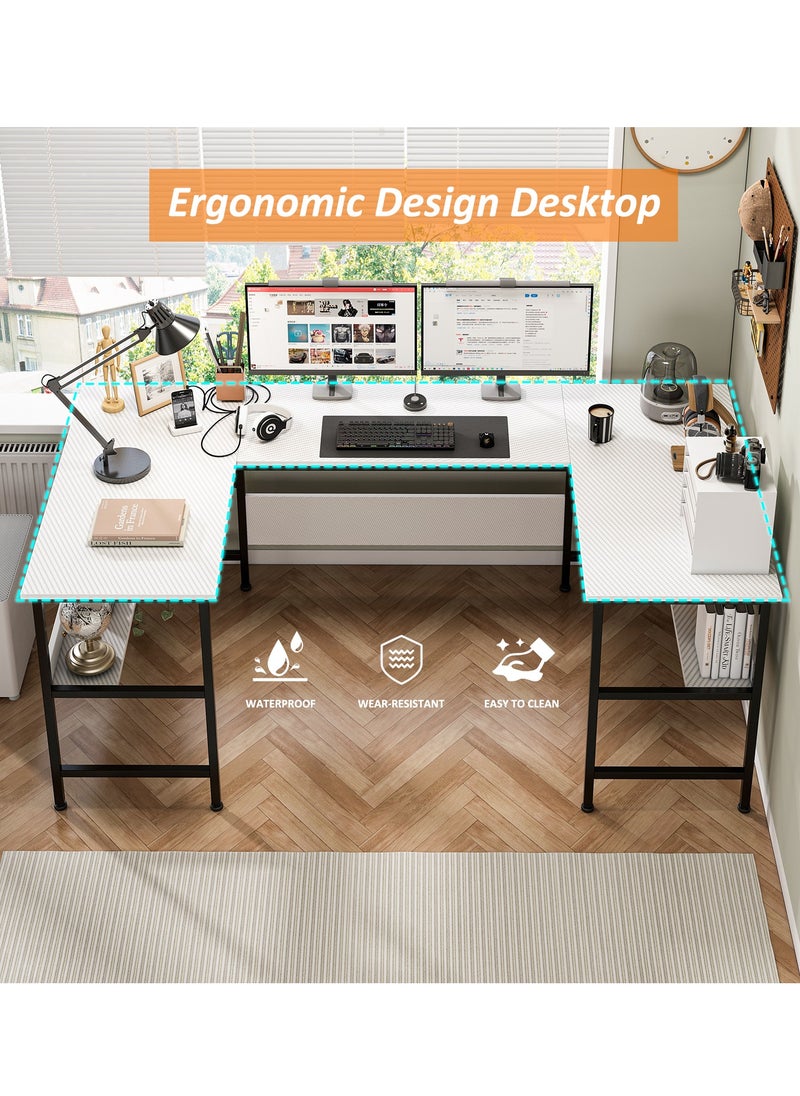 U Shaped Desk With Storage Layer Computer Corner Desk for living Room Gaming Desk Office Workstation 180*100*75 cm