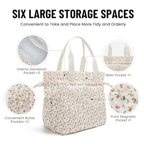 MEXS Lunch Bag for Women Reusable Drawstring Insulated Lunch Box Stain-Resistant Large Cinch Closure Lunch Bags for Work Office - Image 3